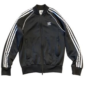 adidas Men's Originals Superstar Track Jacket Size Small Black Full Zip 3 Stripe